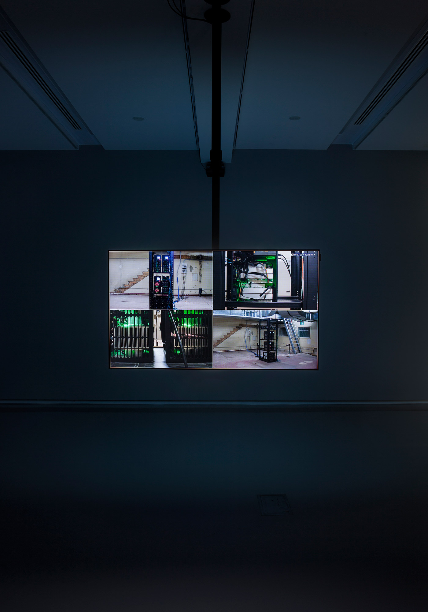 Nicholas Mangan, *Limits to Growth*, 2016, single channel HD video, sound, colour, 7:56, continuous loop. Installation view, Monash University Museum of Art, Melbourne, 2016. Photographer: Andrew Curtis.