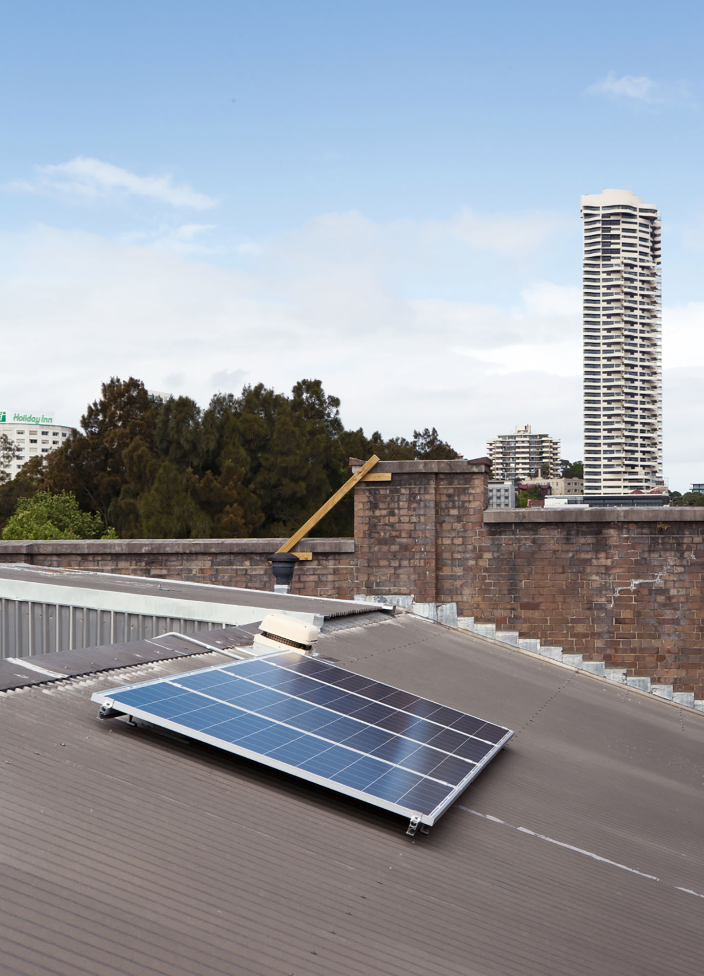 Nicholas Mangan, *Ancient Lights*, 2015, 2 channel HD video, sound, colour, continuous loop, off-grid solar power supply. Installation view, Artspace, Sydney, 2015. Photographer: Jessica Maurer.