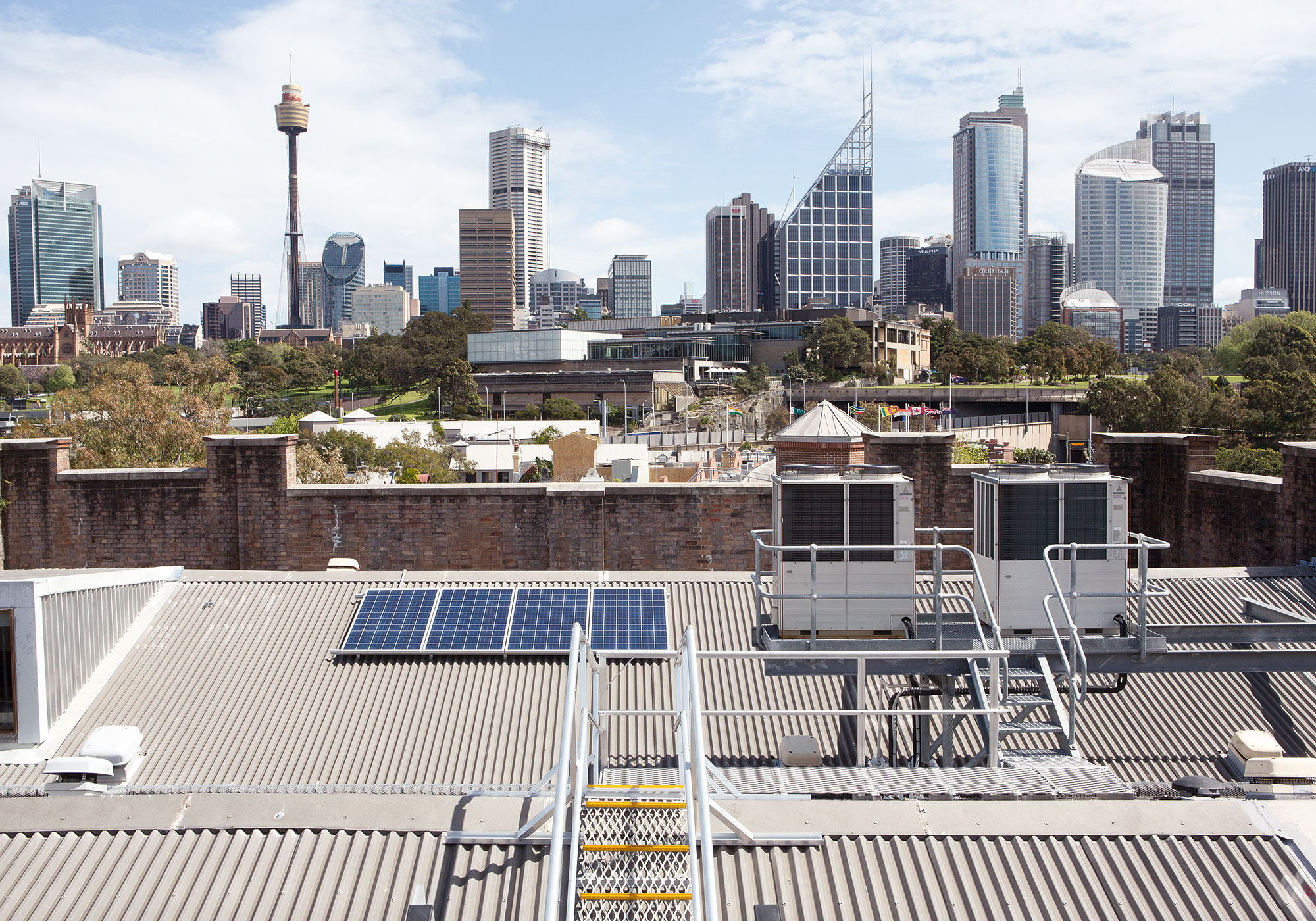 Nicholas Mangan, *Ancient Lights*, 2015, 2 channel HD video, sound, colour, continuous loop, off-grid solar power supply. Installation view, Artspace, Sydney, 2015. Photographer: Jessica Maurer.