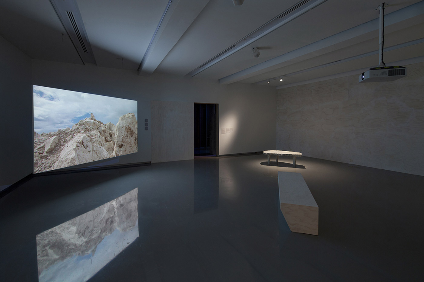 Nicholas Mangan, Nauru—Notes from a Cretaceous World, 2010. Installation view, Monash University Museum of Art, Melbourne, 2016. Photographer: Andrew Curtis.