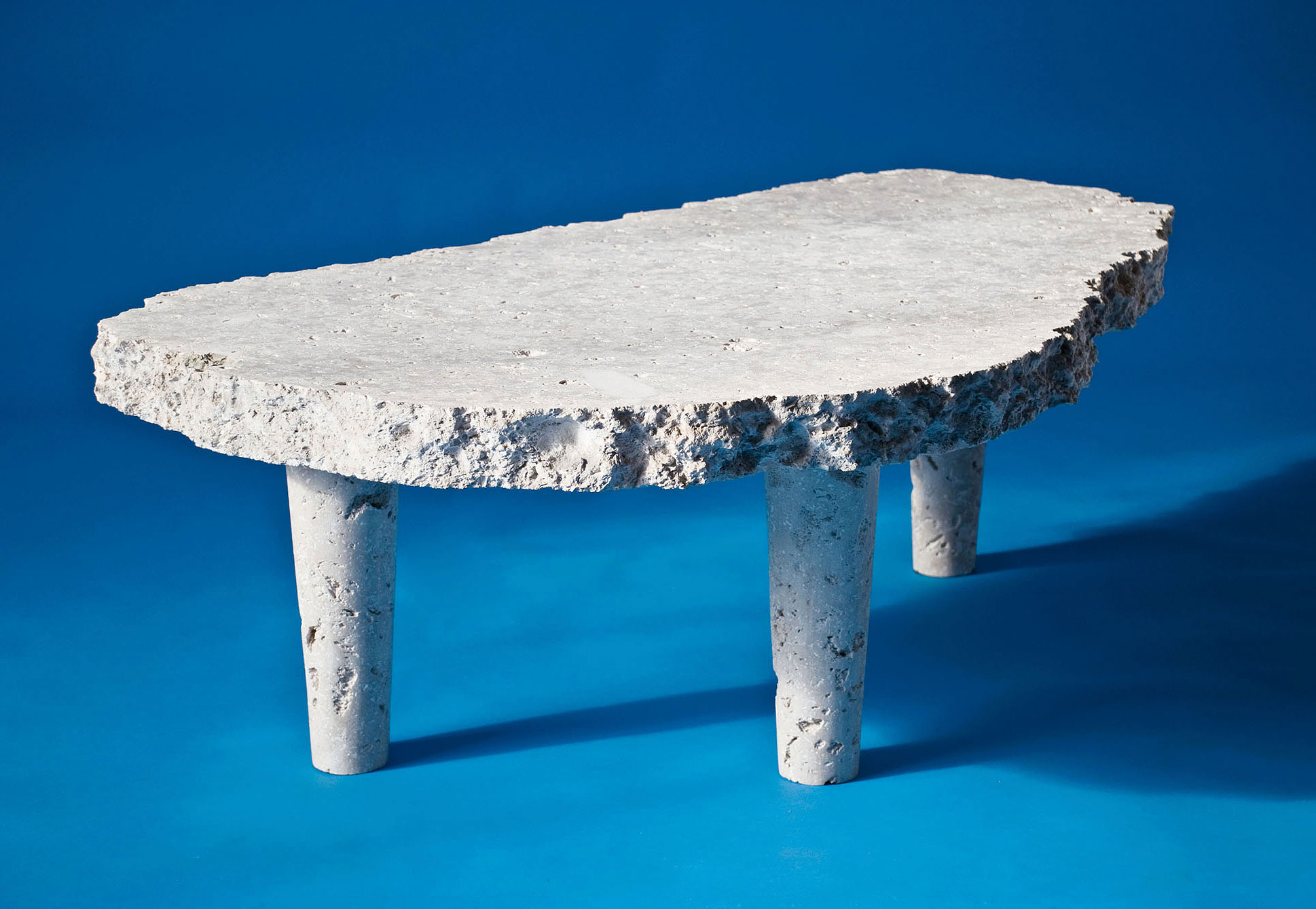 Nicholas Mangan, *Dowiyogo’s Ancient Coral Coffee Table*, 2010, coral limestone from the island of Nauru, 120 × 80 × 45 cm. Photographer: Nicholas Mangan. Michael Buxton Collection.